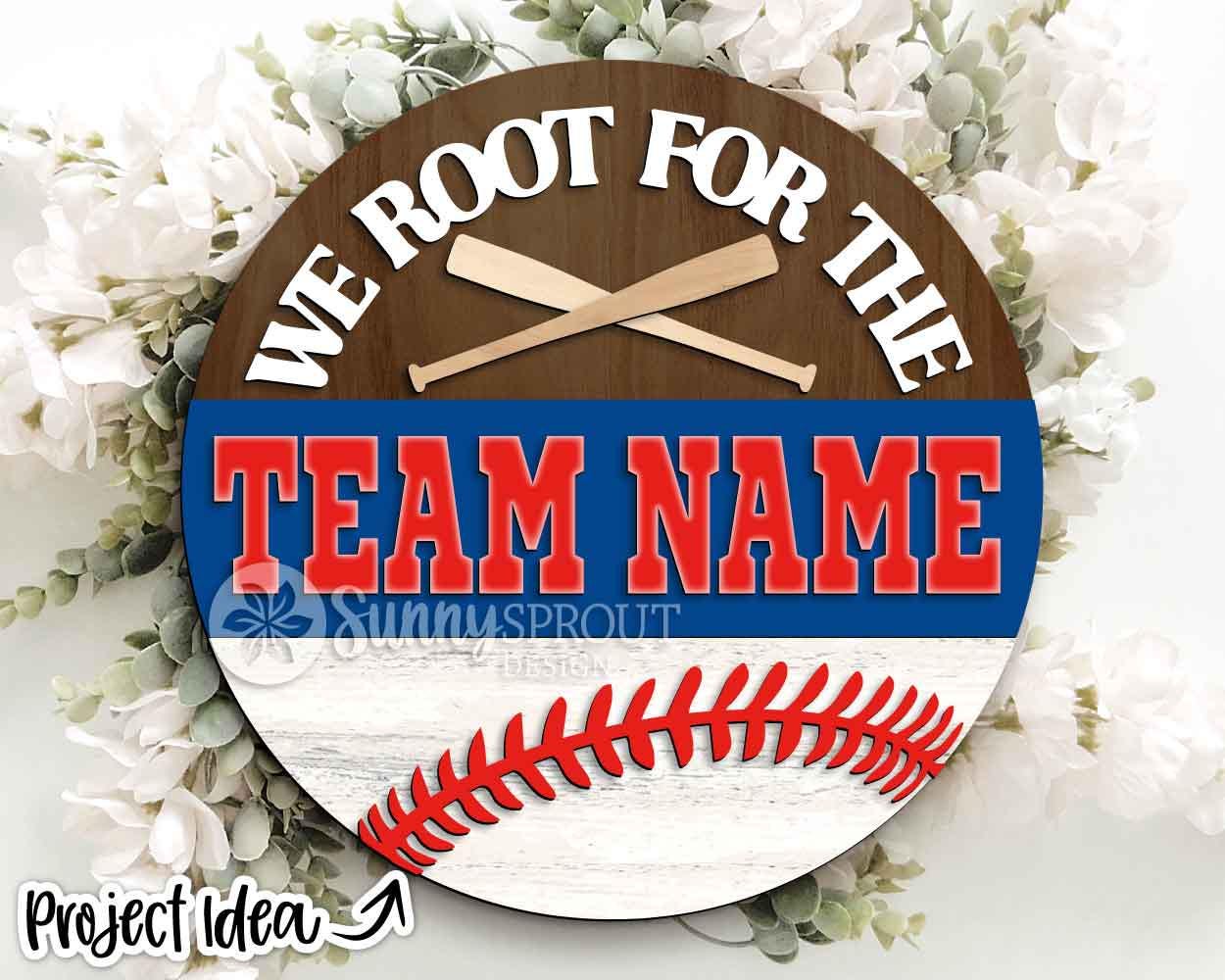 We Root For The Sport Team Bundle, Round door hanger design, SVG laser cut file, Cricut, Personalize customize name sign