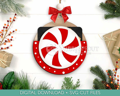 Gift Card Holder Peppermint Ornament, Digital download, SVG laser cut file, Cricut, Christmas design
