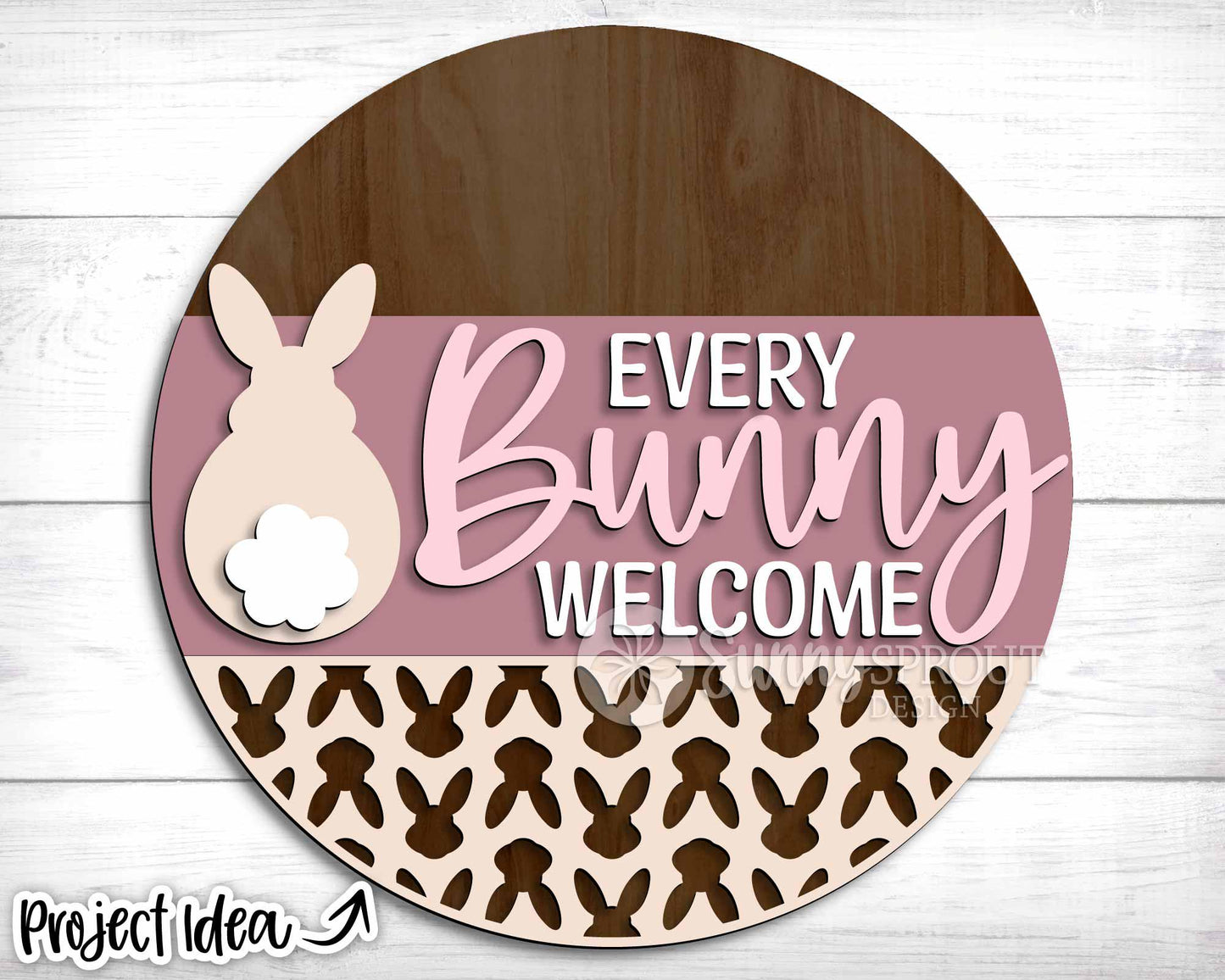 Every Bunny Welcome Sign, Digital download, SVG Laser cut file, Cricut, Round door hanger design, Spring Easter decor