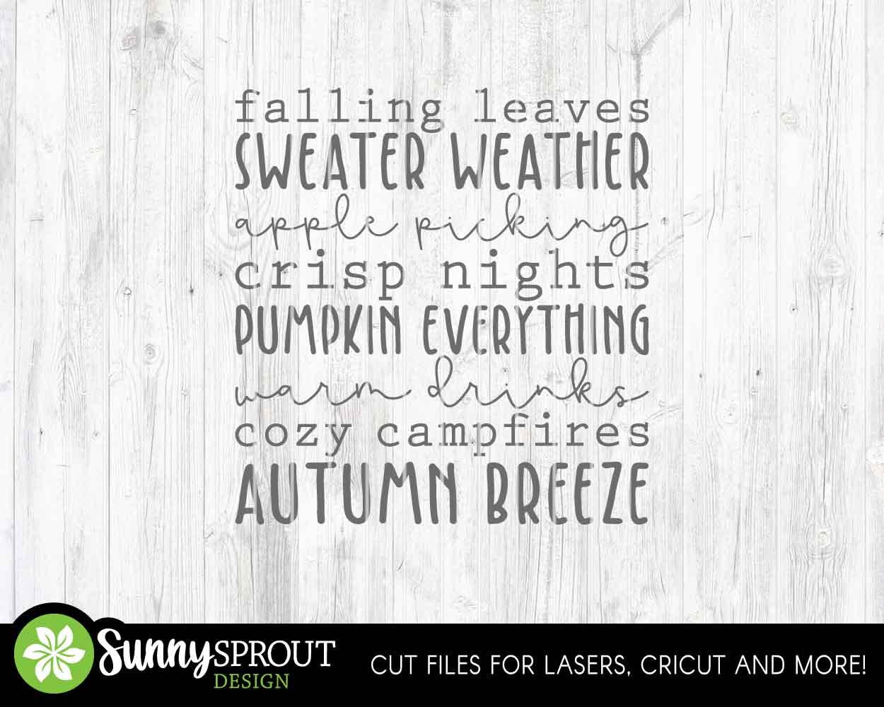 Fall Word Art SVG, Digital Download, Cricut SVG Cut File, Silhouette, Autumn Sign, Shirt, Mug Design