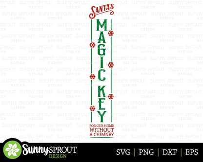 Santa's Magic Key Porch Sign, Digital download, Cricut SVG cut file, Silhouette, Christmas door leaner design