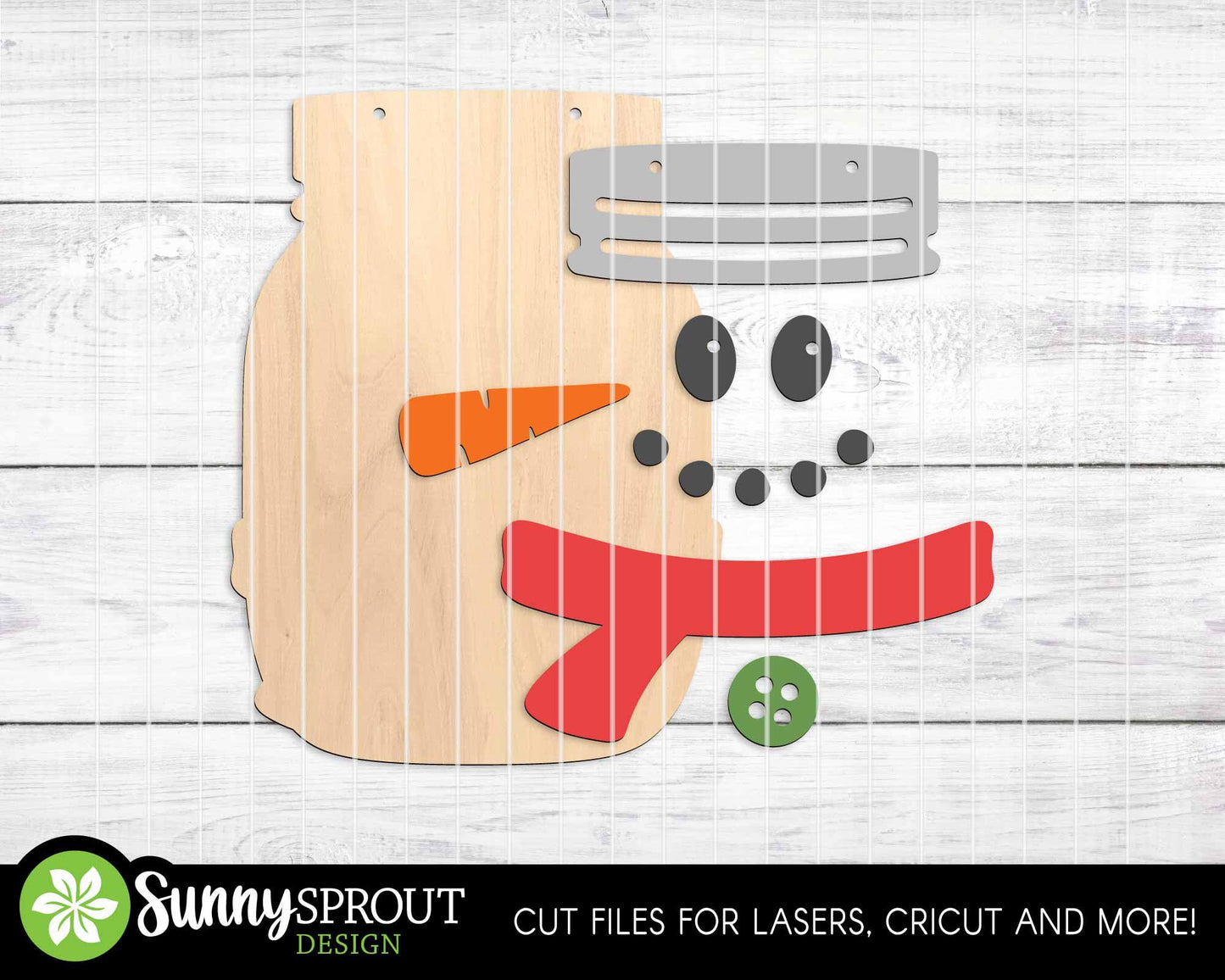 Snowman Mason Jar Sign, Digital Download, SVG Laser Cut File, Cricut, Round Door Hanger Design, Winter Christmas Decor