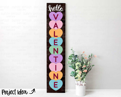 Conversation Heart Porch Sign, Digital Download, Cricut Cut File, Silhouette, Valentine's Day Door Leaner Design