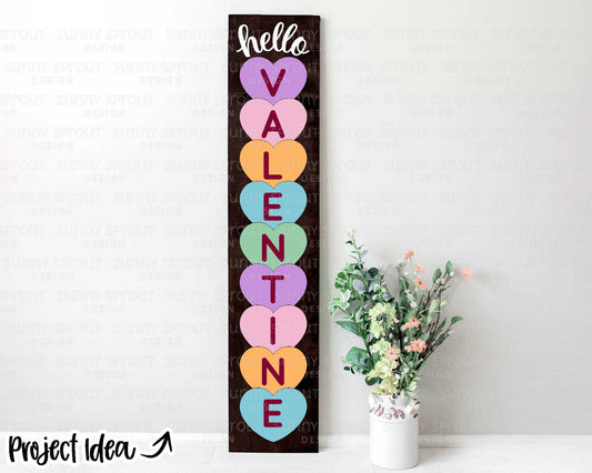 Conversation Heart Porch Sign, Digital Download, Cricut Cut File, Silhouette, Valentine's Day Door Leaner Design