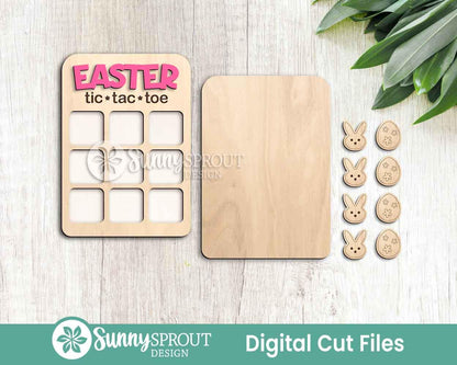 Easter Tic Tac Toe Game, Digital download, SVG laser cut file, DIY craft kit for kids