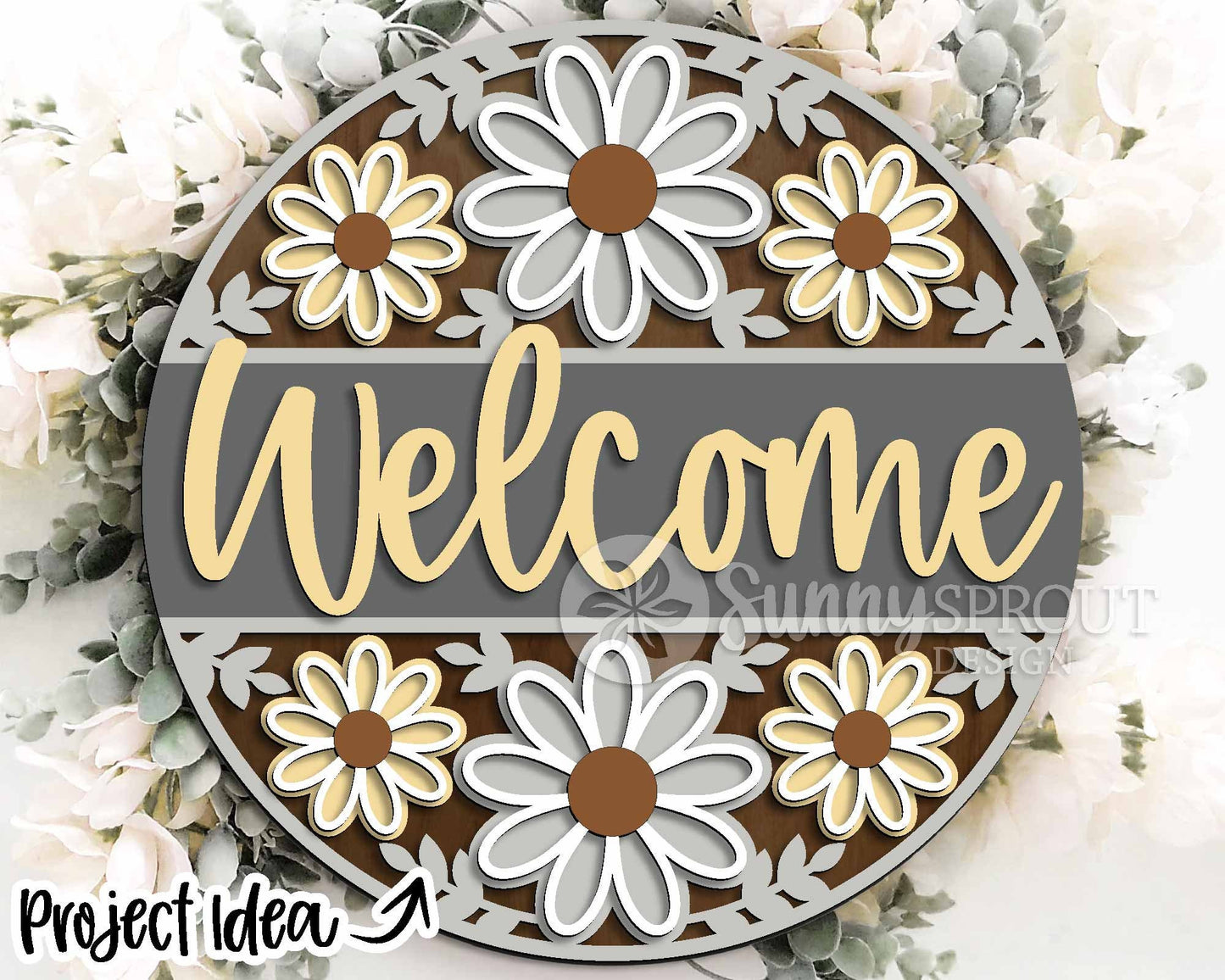 Spring Sign Bundle 3, Round door hanger svg, Glowforge laser file, Cricut, Spring flower welcome sign, Hello Spring
