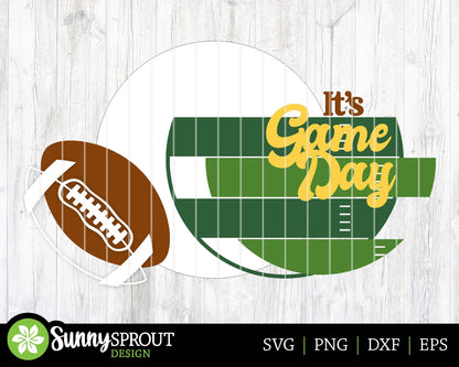 It's Game Day Football Sign, Digital Download, SVG Laser Cut File, Cricut, Round Door Hanger Design, Sports Decor