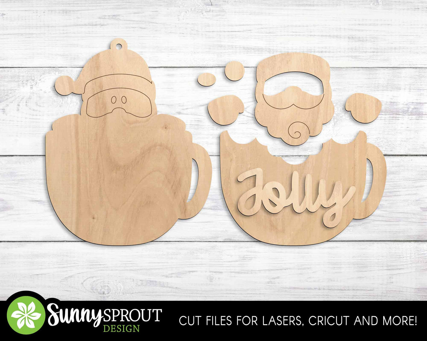 Peeking Santa Mug Ornament, Digital download, SVG laser cut file, Cricut, Christmas design