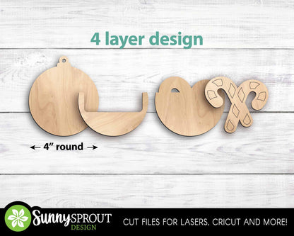 Gift Card Holder Candy Cane Ornament, Digital download, SVG laser cut file, Cricut, Christmas design