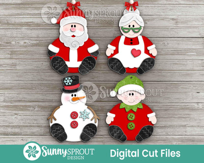 Sitting Christmas Ornament Bundle, Digital download, SVG laser cut file, Cricut, North Pole Santa Christmas design