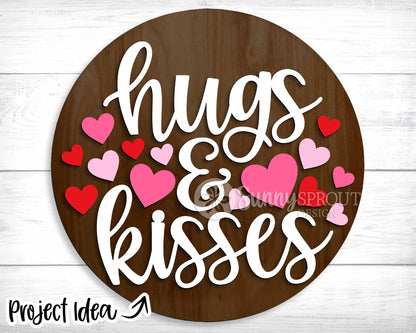 Valentine Laser Sign Bundle 5, Round door hanger, Glowforge laser file, Cricut, Heart welcome sign, Valentine's Day decor