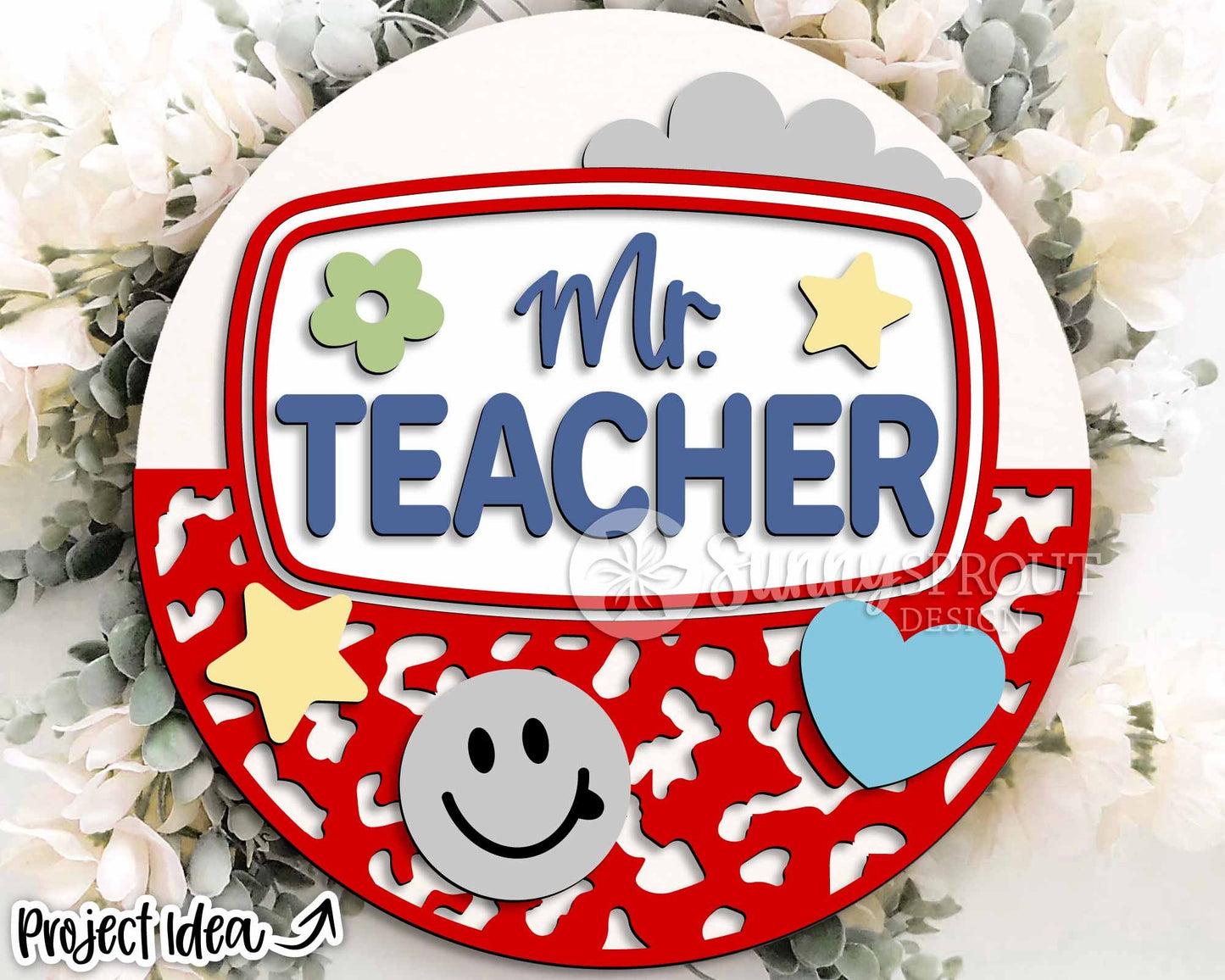 Composition Notebook Teacher Name Sign, Digital download, SVG Laser cut file, Cricut, Round door hanger design, Personalize school decor