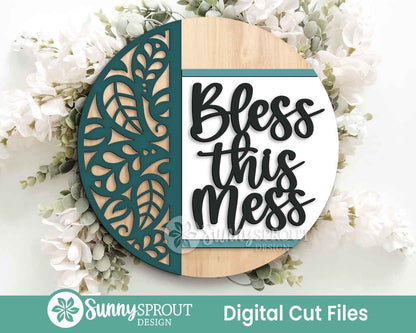 Snarky Laser Sign Bundle, Round door hanger svg, Glowforge laser cut file, Cricut, Funny door sign svg