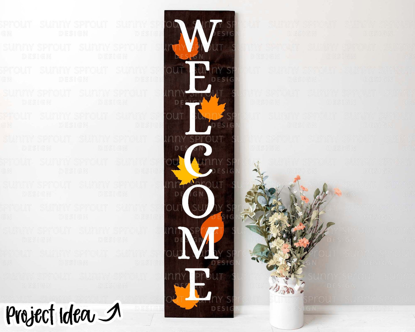 Welcome Leaves Porch Sign, Digital Download, Cricut SVG Cut File, Silhouette, Fall Front Door Leaner Design
