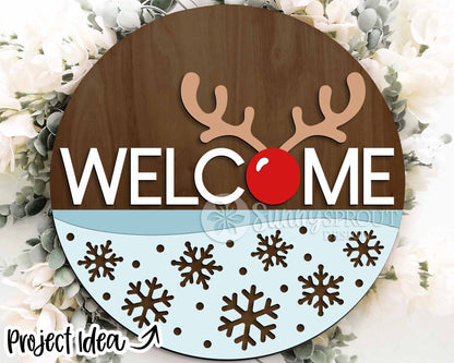Christmas Laser Sign Bundle 4, Round door hanger, Glowforge laser cut file, Holiday welcome sign svg, Winter decor svg
