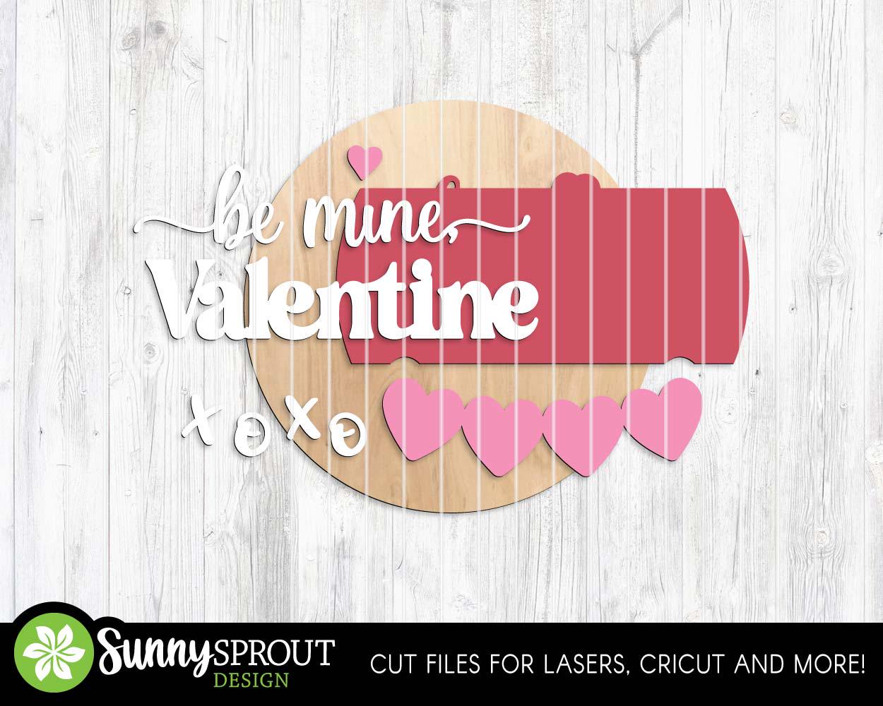 Be Mine Valentine XOXO Sign, Digital Download, SVG Laser Cut File, Cricut, Round Door Hanger Wall Art Design, Valentine's Day Decor