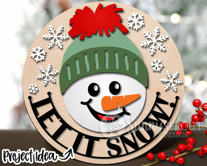 Winter Laser Sign Bundle, Round door hanger, Glowforge laser file, Cricut cut file, Silhouette, Holiday welcome sign svg