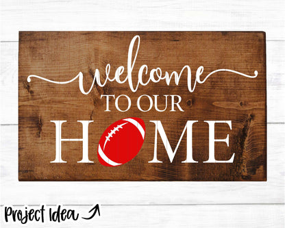 Welcome to Our Home Football Sign, Digital download, Cricut SVG cut file, Silhouette, Round door hanger design