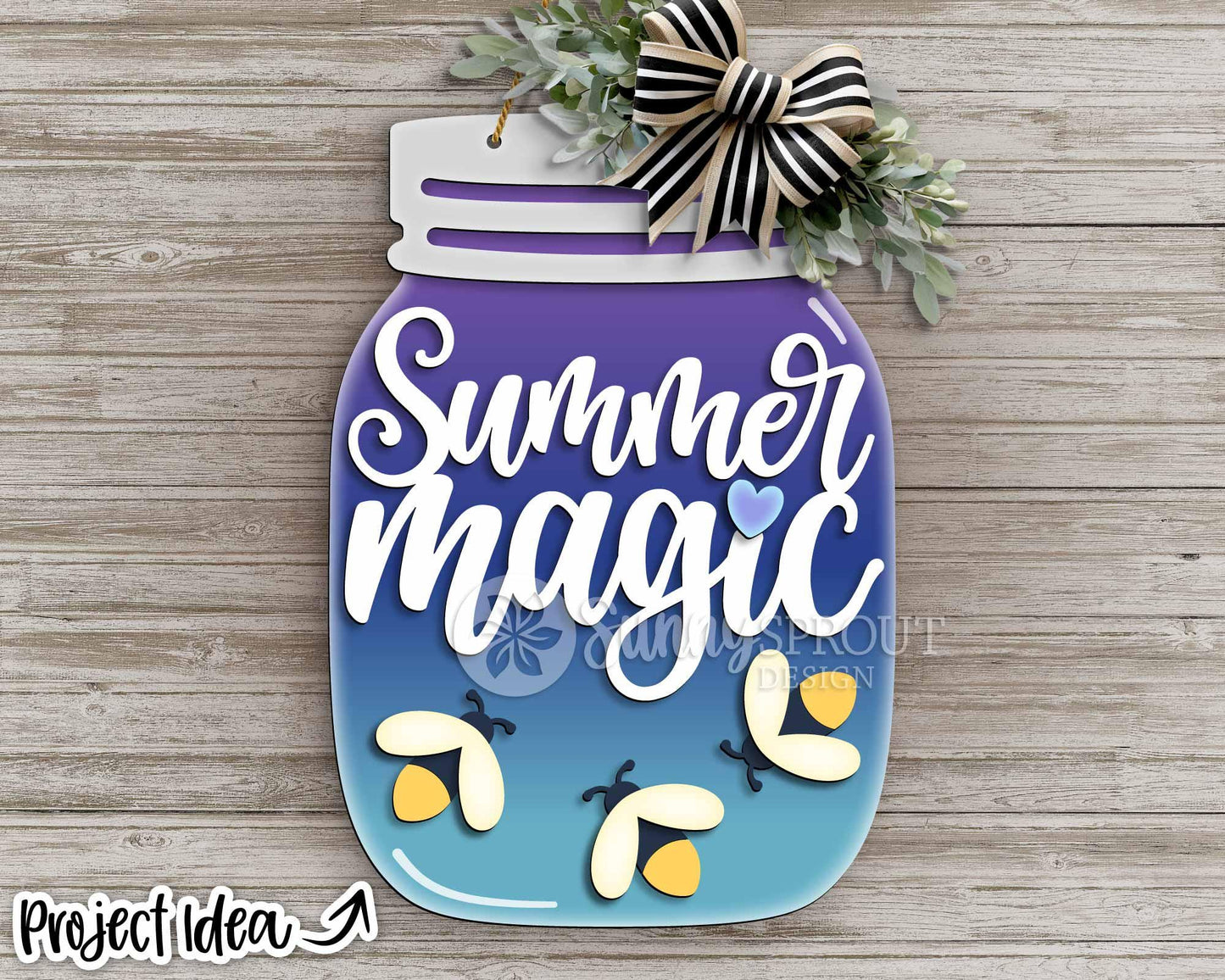 Summer Magic Firefly Mason Jar Sign, Digital Download, SVG Laser Cut File, Cricut, Door Hanger Wall Decor Design