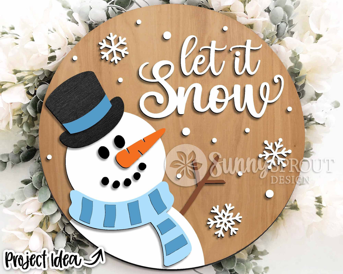 Winter Laser Sign Bundle, Round door hanger, Glowforge laser file, Cricut cut file, Holiday welcome sign svg, Let it Snow