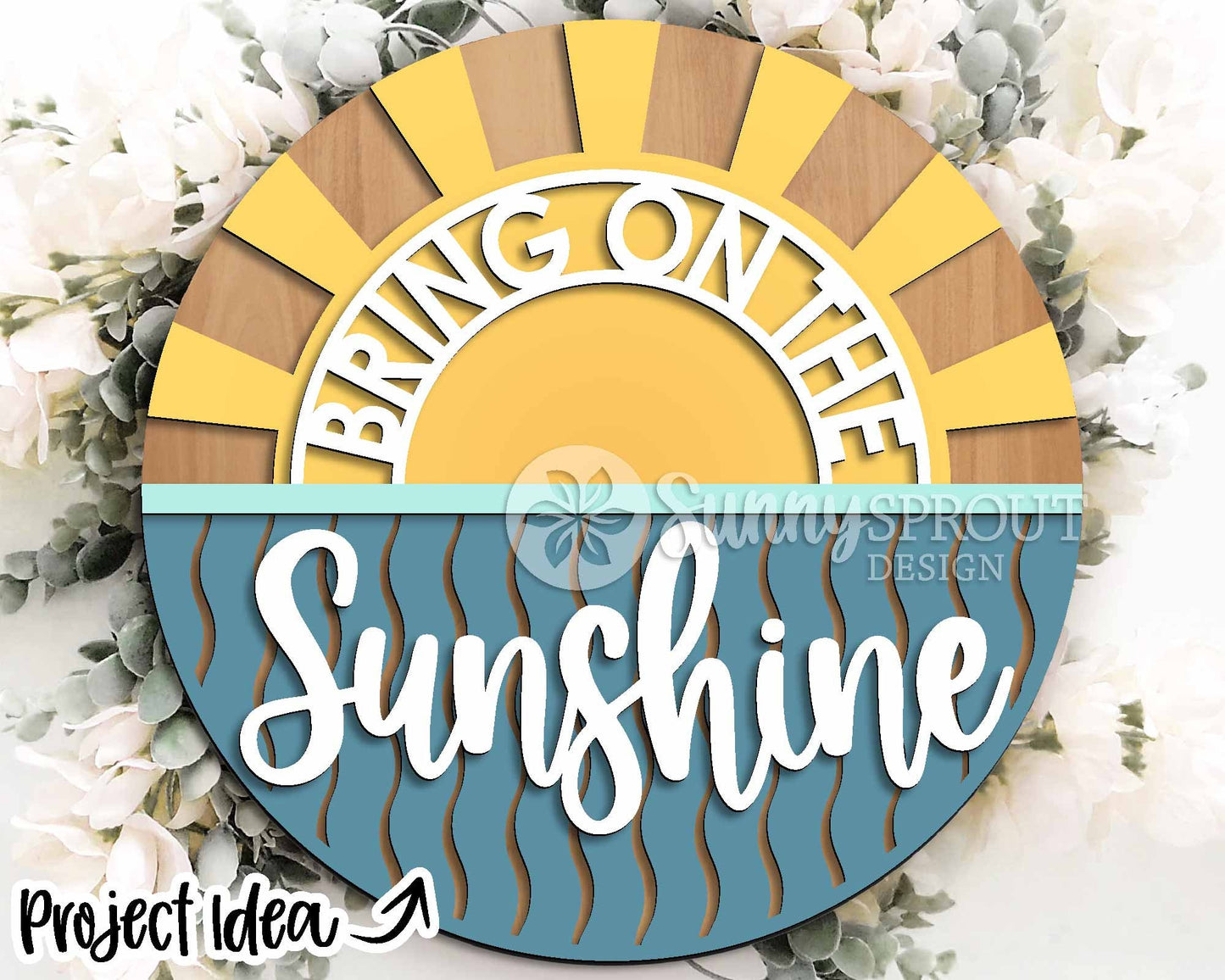 Summer Laser Sign Bundle 4, Round door hanger svg, Glowforge laser file, Cricut, Front door welcome sign, Hello summer svg