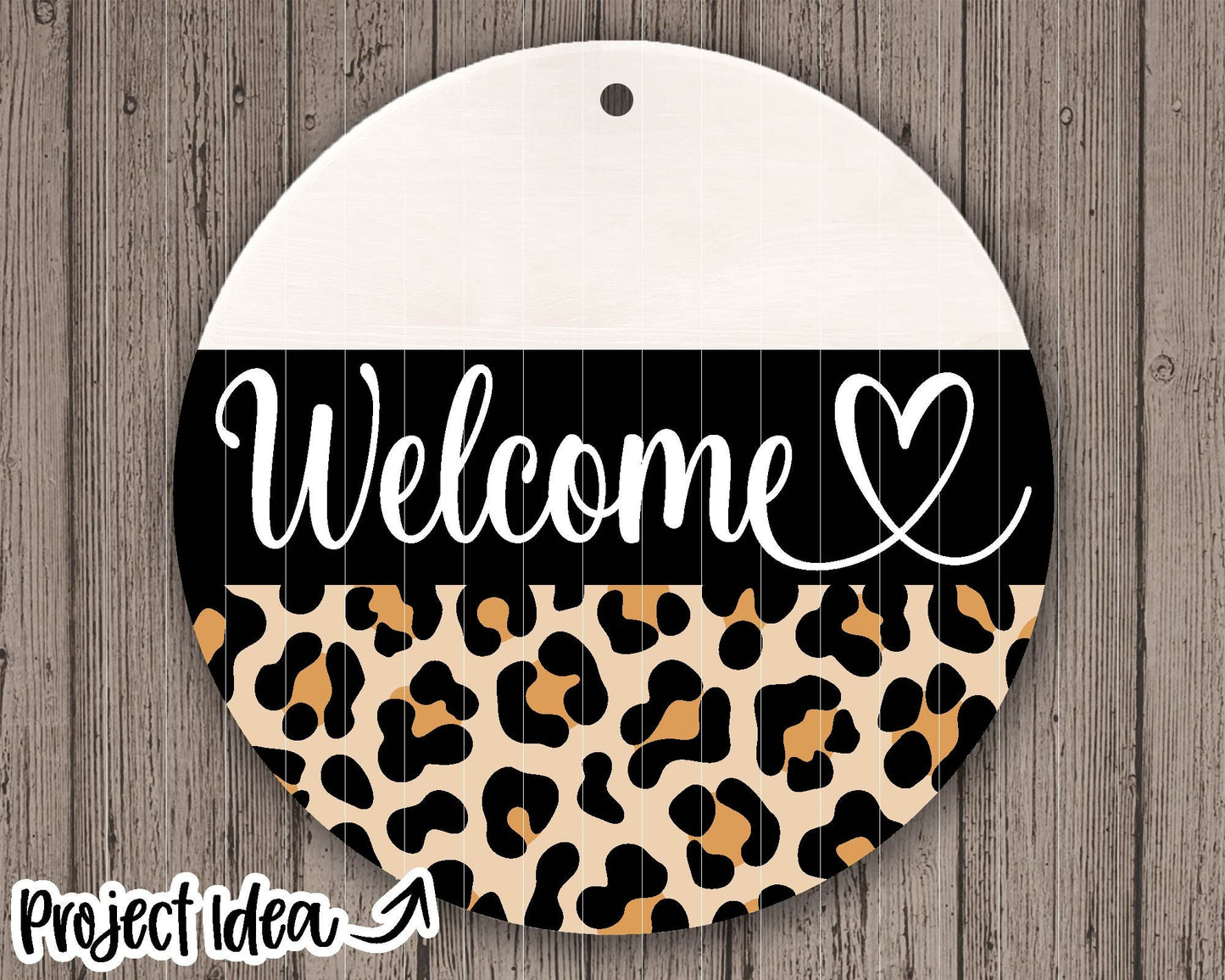 Welcome Leopard Print SVG, Digital Download, Cricut Cut File, Silhouette, Animal Round Door Hanger Design