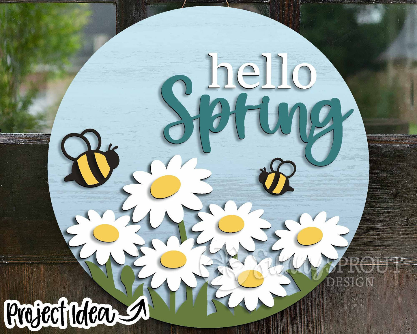 Spring Sign Bundle 2, Round door hanger svg, Glowforge laser file, Cricut, Spring flower welcome sign, Hello Spring