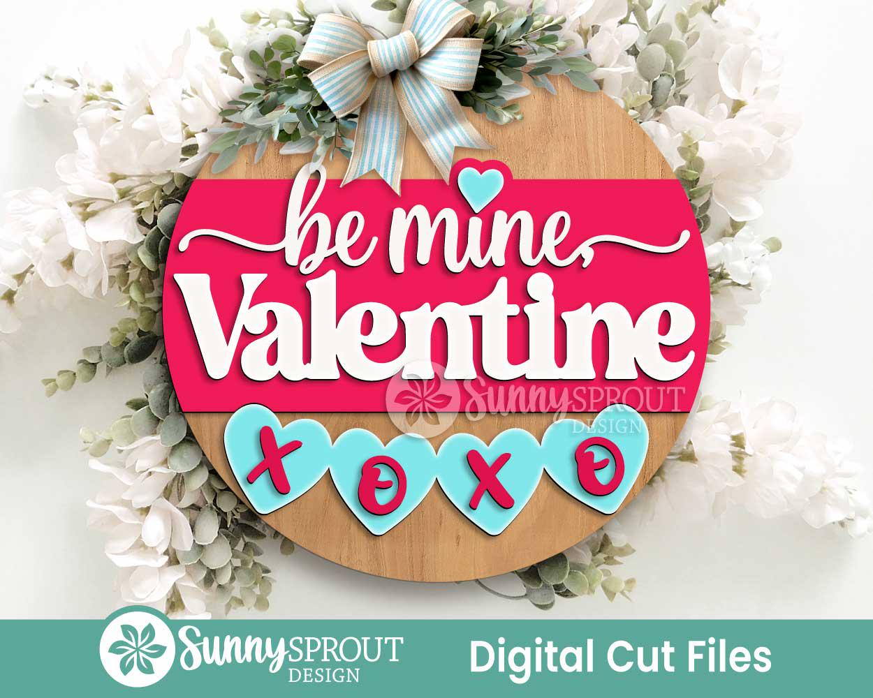 Valentine Laser Sign Bundle 6, Round door hanger, Glowforge laser file, Cricut, Heart welcome sign, Valentine's Day decor