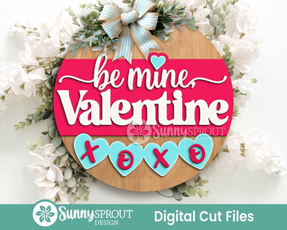 Valentine Laser Sign Bundle 6, Round door hanger, Glowforge laser file, Cricut, Heart welcome sign, Valentine's Day decor