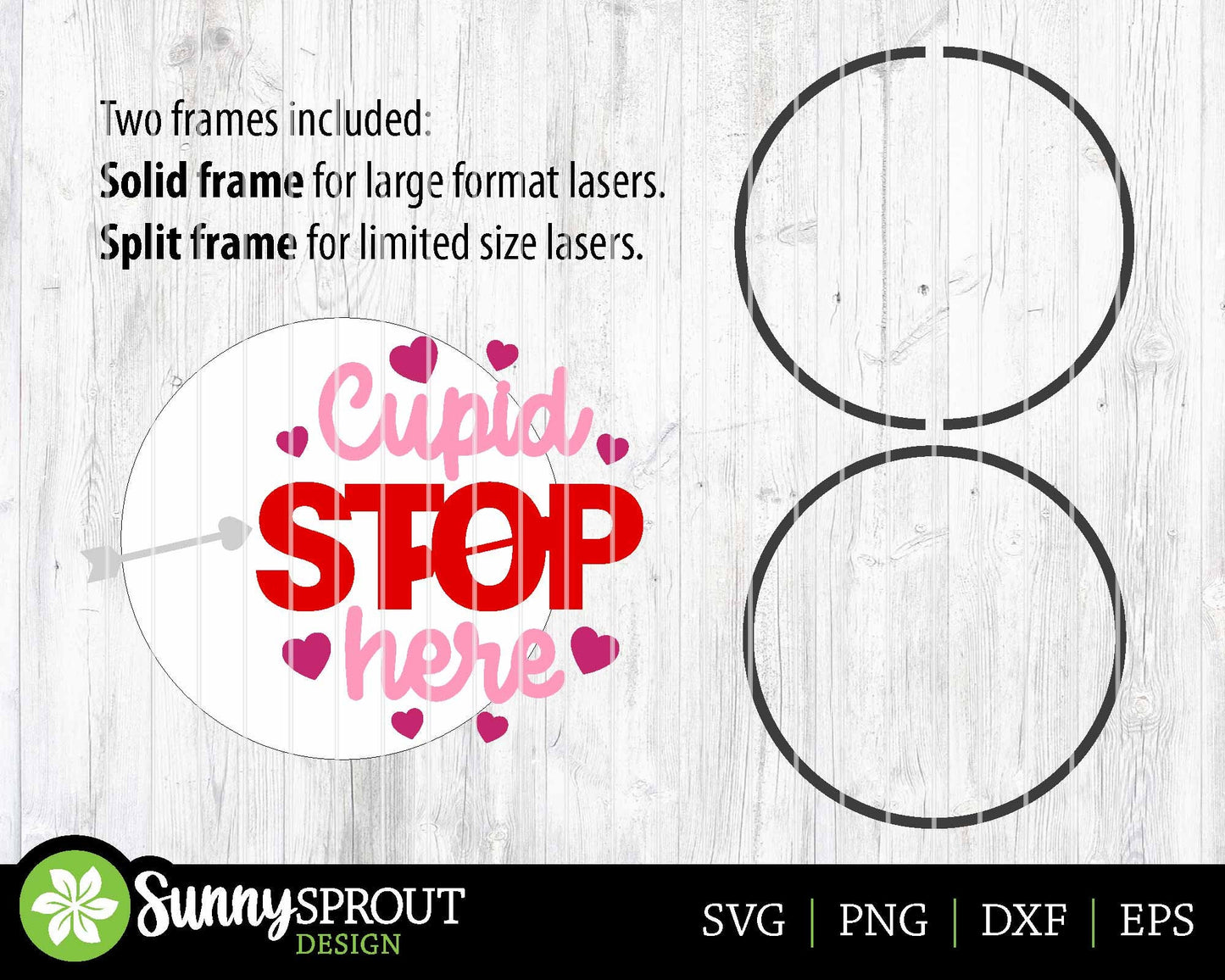 Cupid Stop Here Heart Sign, Digital Download, SVG Laser Cut File, Cricut, Round Door Hanger Wall Art Design, Valentine's Day Decor