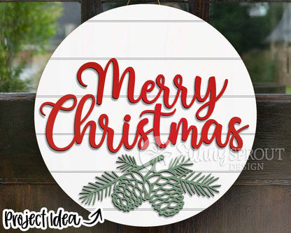 Holiday Laser Sign Bundle, Round door hanger, Glowforge laser file, Cricut, Silhouette, Christmas, Winter welcome sign