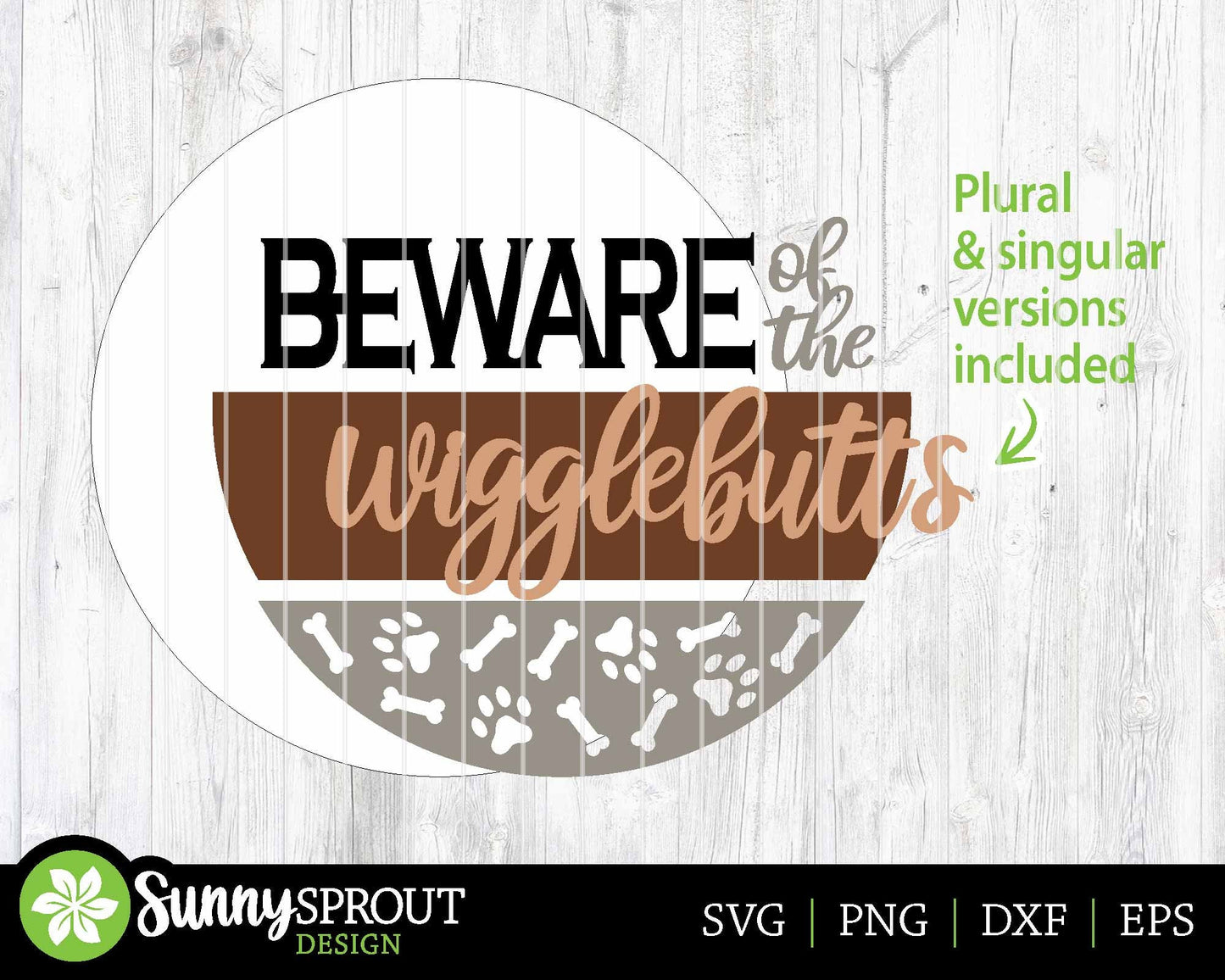 Beware of the Wigglebutts Sign, Digital download, SVG Laser cut file, Cricut, Round door hanger design, Dog pet animal decor