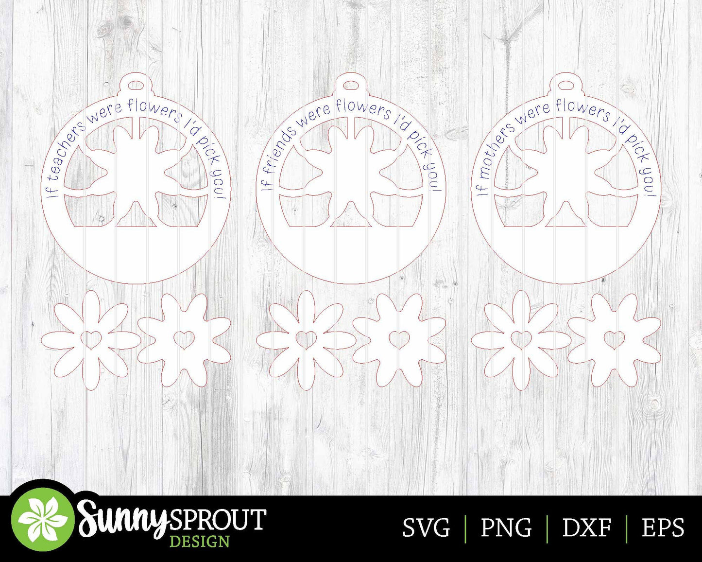 If You Were A Flower Ornament Bundle, Digital download, SVG laser cut file, Cricut, Teacher friend mom Christmas gift design