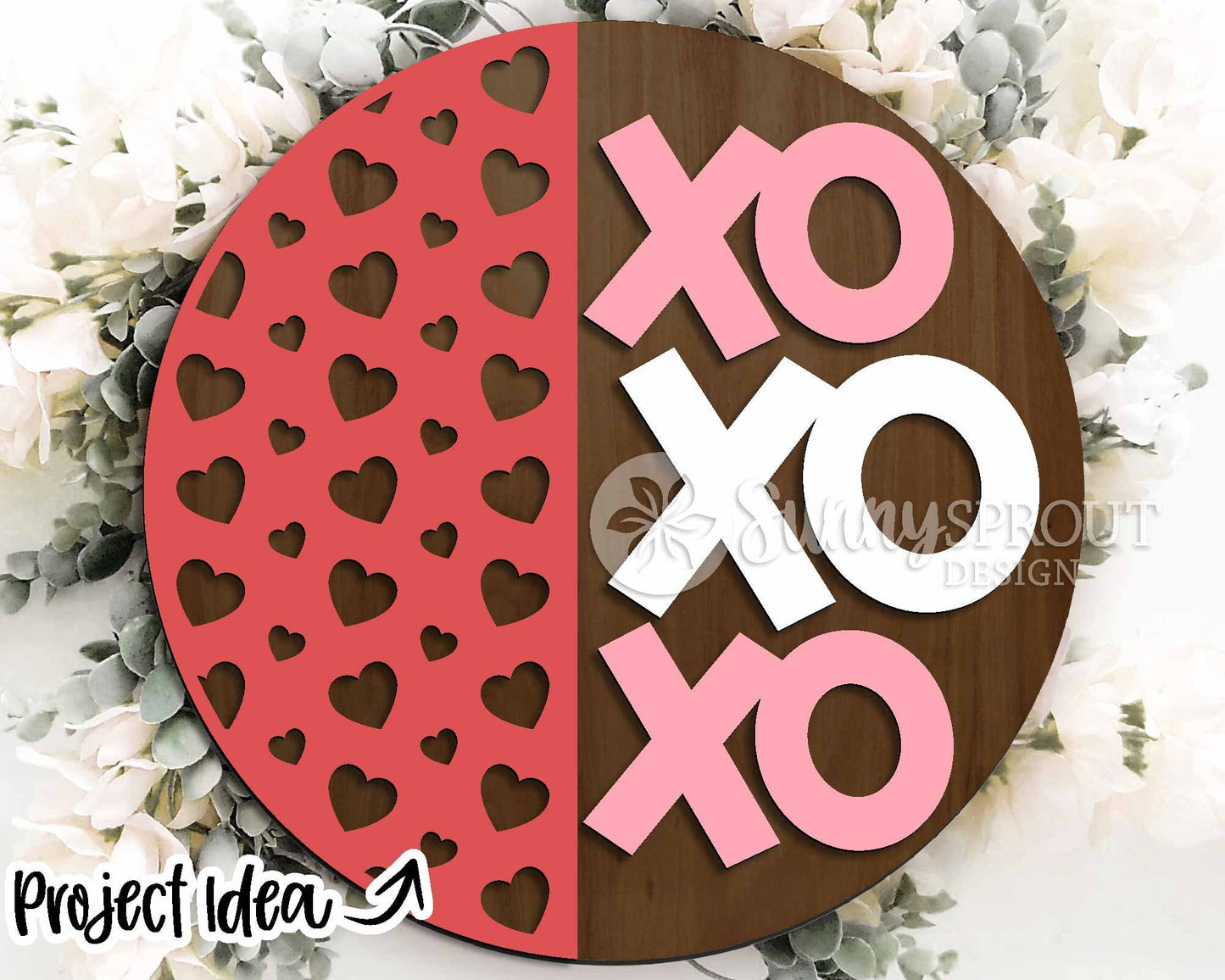 Valentine Laser Sign Bundle 2, Round door hanger, Glowforge laser file, Cricut, Heart welcome sign, Valentine's Day decor