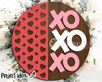 Valentine Laser Sign Bundle 2, Round door hanger, Glowforge laser file, Cricut, Heart welcome sign, Valentine's Day decor