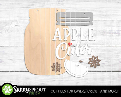 Fall Mason Jar Sign Bundle, Door hanger svg, Glowforge laser cut file, Cricut, Autumn welcome sign svg, Pumpkin apple svg