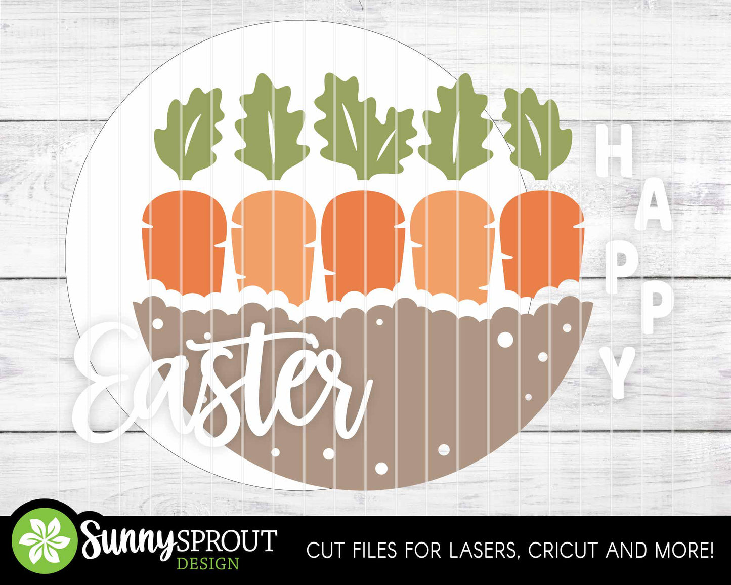 Happy Easter Carrots Sign, Digital download, SVG Laser cut file, Cricut, Round door hanger design, Spring Easter decor