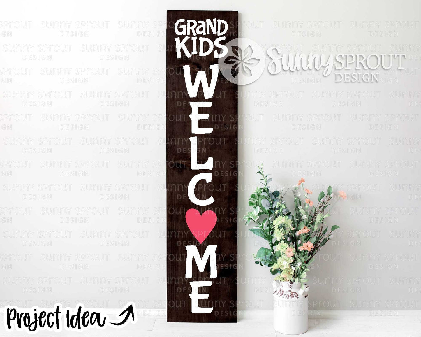 Grandkids Welcome Porch Sign SVG, Digital Download, Cricut Cut File, Silhouette, Front Door Leaner Design