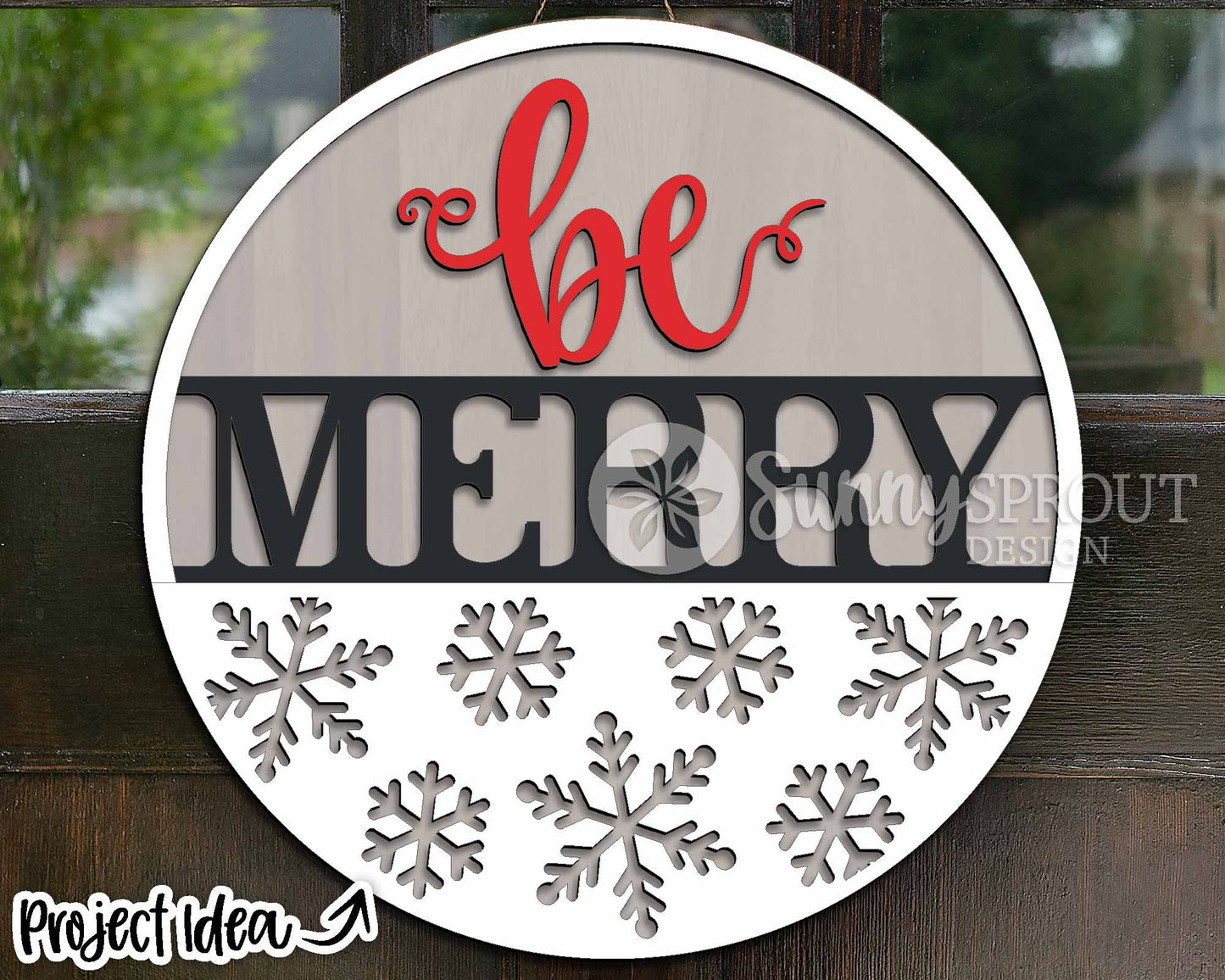 Be Merry Snowflake Sign, Digital Download, SVG Laser Cut File, Cricut, Round Door Hanger Design, Christmas Decor
