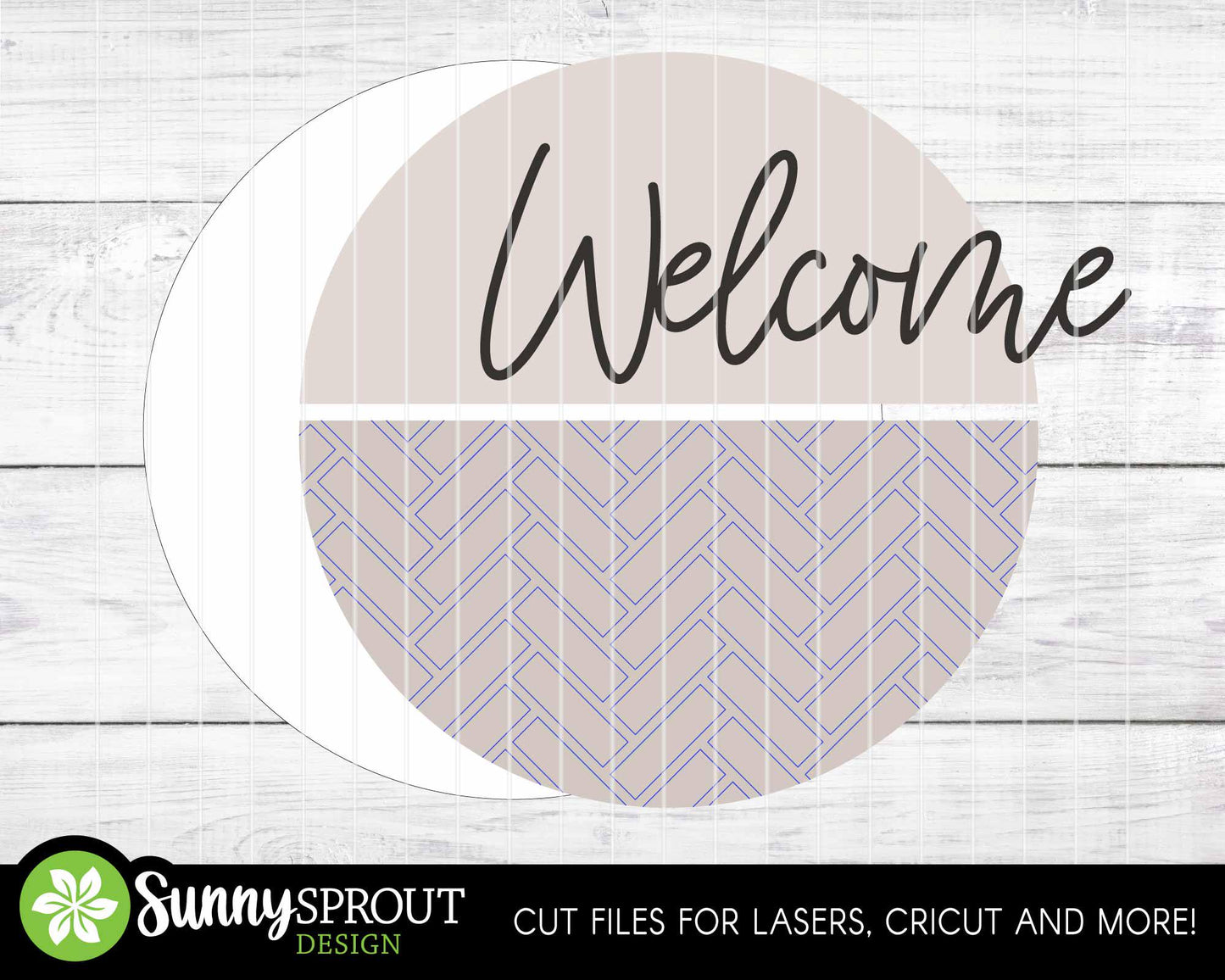 Family Name Herringbone Welcome Sign, Digital Download, SVG Laser Cut File, Cricut, Modern Farmhouse Round Door Hanger Design