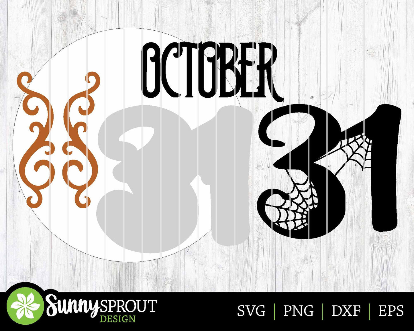 October 31 Spider Web Sign, Digital Download, SVG Laser Cut File, Cricut, Round Halloween Door Hanger Design