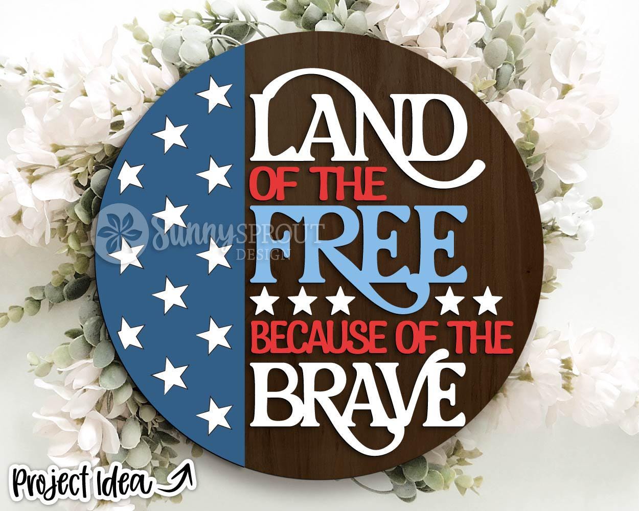 Patriotic Laser Sign Bundle 3, Round door hanger svg, Glowforge laser file, Cricut, Independence Day svg, 4th July decor