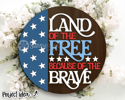 Patriotic Laser Sign Bundle 3, Round door hanger svg, Glowforge laser file, Cricut, Independence Day svg, 4th July decor