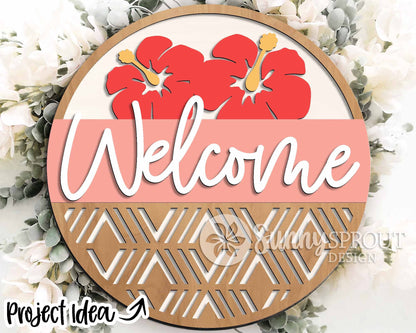Summer Laser Sign Bundle, Round door hanger svg, Glowforge laser file, Cricut, Front door welcome sign, Hello Summer svg