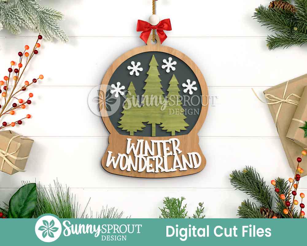 Snow Globe Christmas Ornament Bundle, Digital download, SVG laser cut file, Cricut