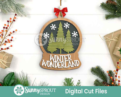 Snow Globe Christmas Ornament Bundle, Digital download, SVG laser cut file, Cricut