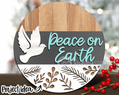 Holiday Laser Sign Bundle, Round door hanger, Glowforge laser file, Cricut, Silhouette, Christmas, Winter welcome sign