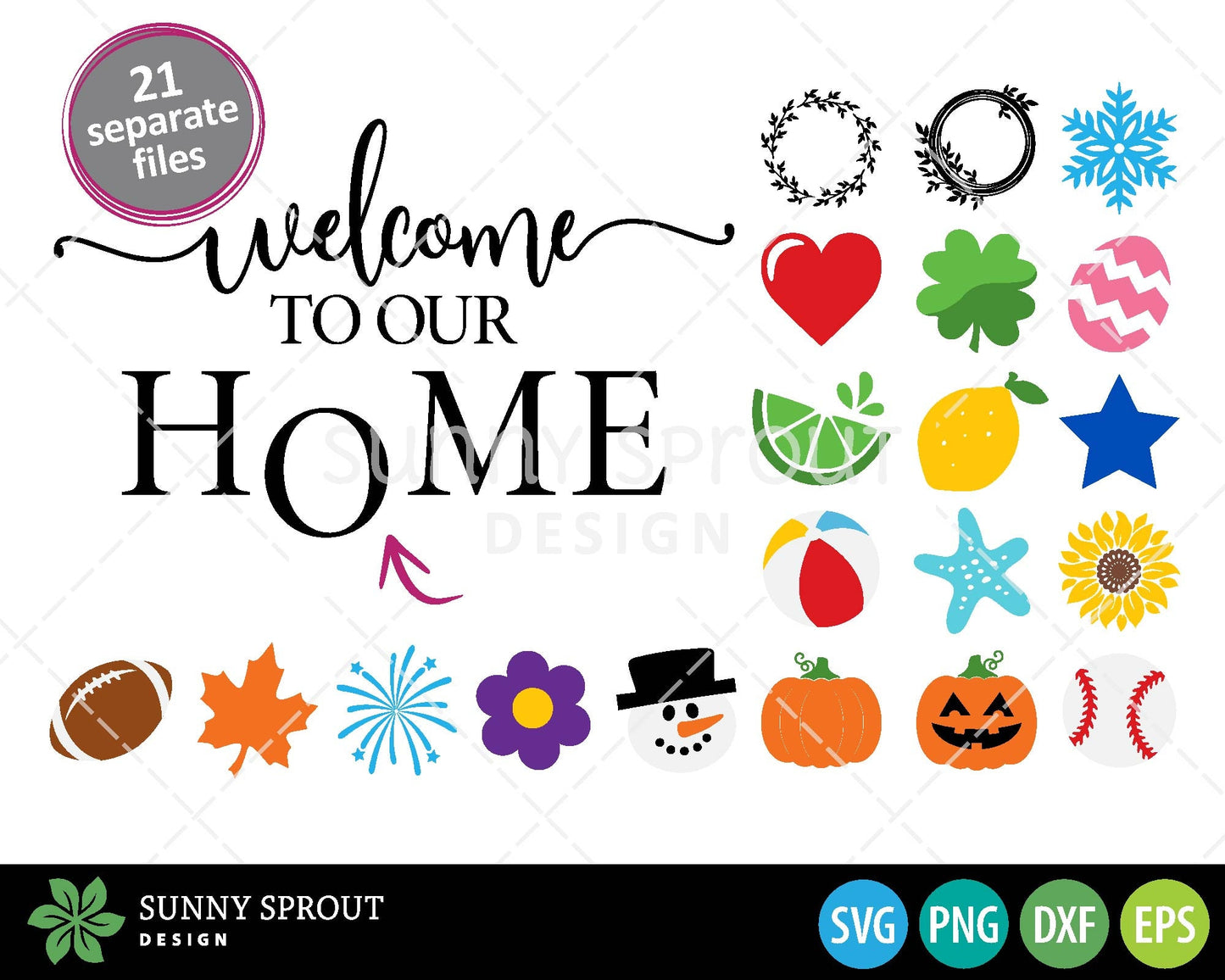 Welcome To Our Home Interchangeable Graphics Sign, Digital Download, Cricut SVG Cut File, Silhouette, Round Door Hanger Design