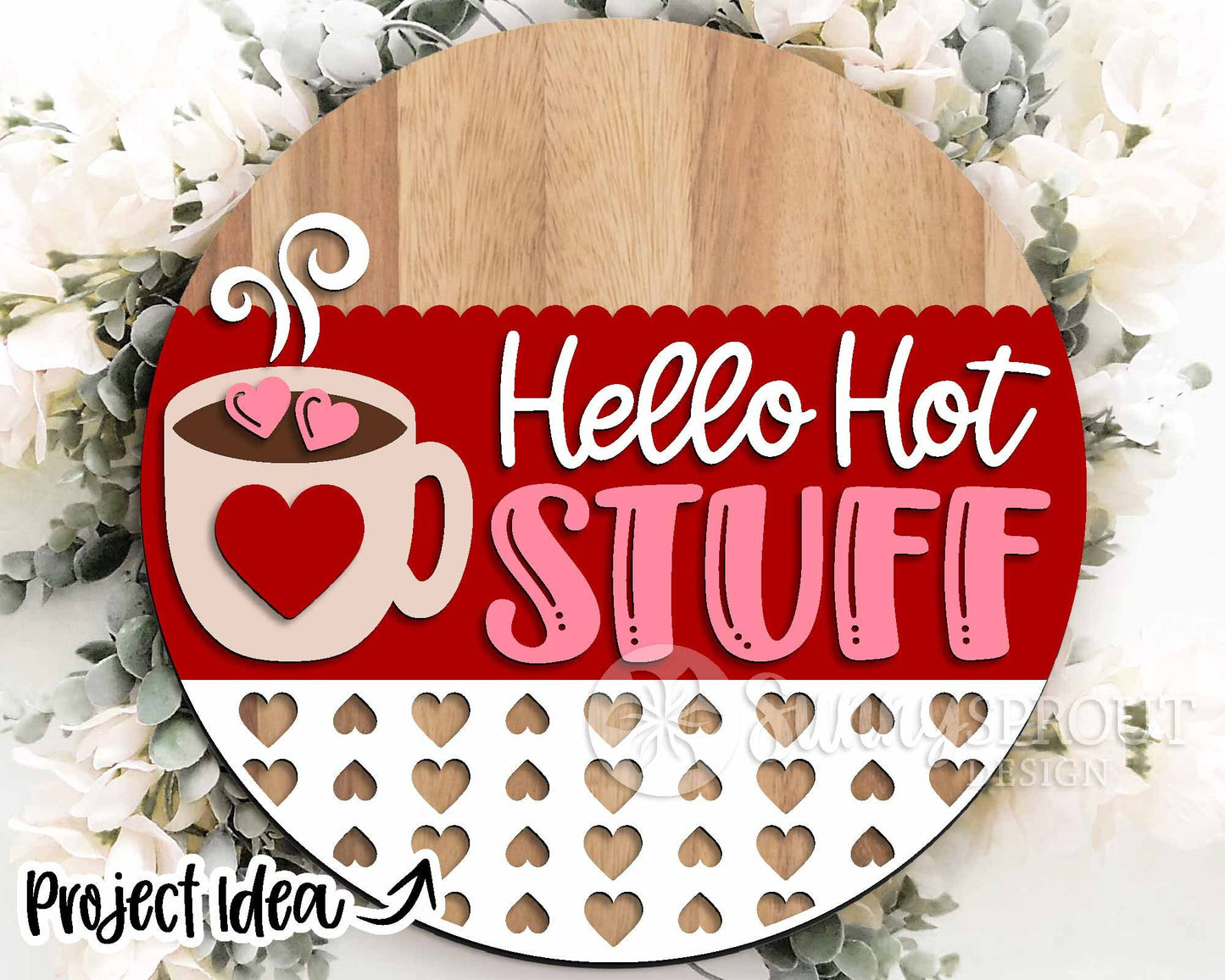 Valentine Laser Sign Bundle, Round door hanger, Glowforge laser file, Cricut cut svg, Silhouette, Heart welcome sign
