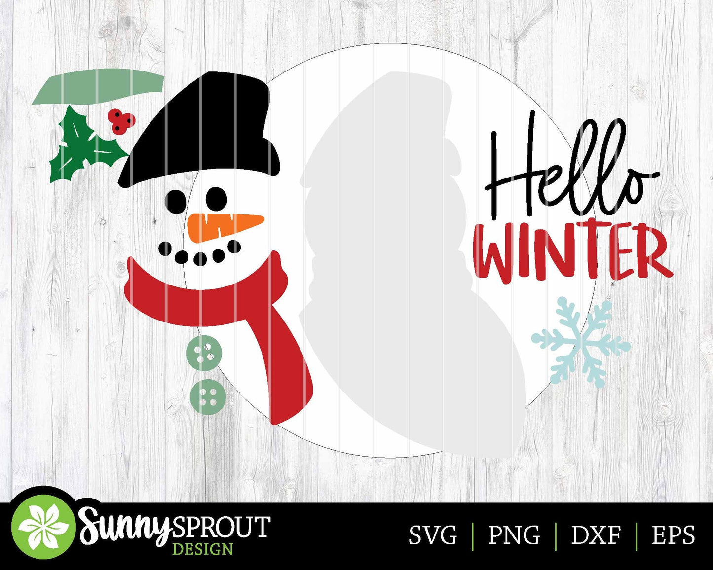Hello Winter Snowman, Winter round door hanger svg, Christmas sign, Glowforge laser cut file, Cricut, Silhouette, Holiday